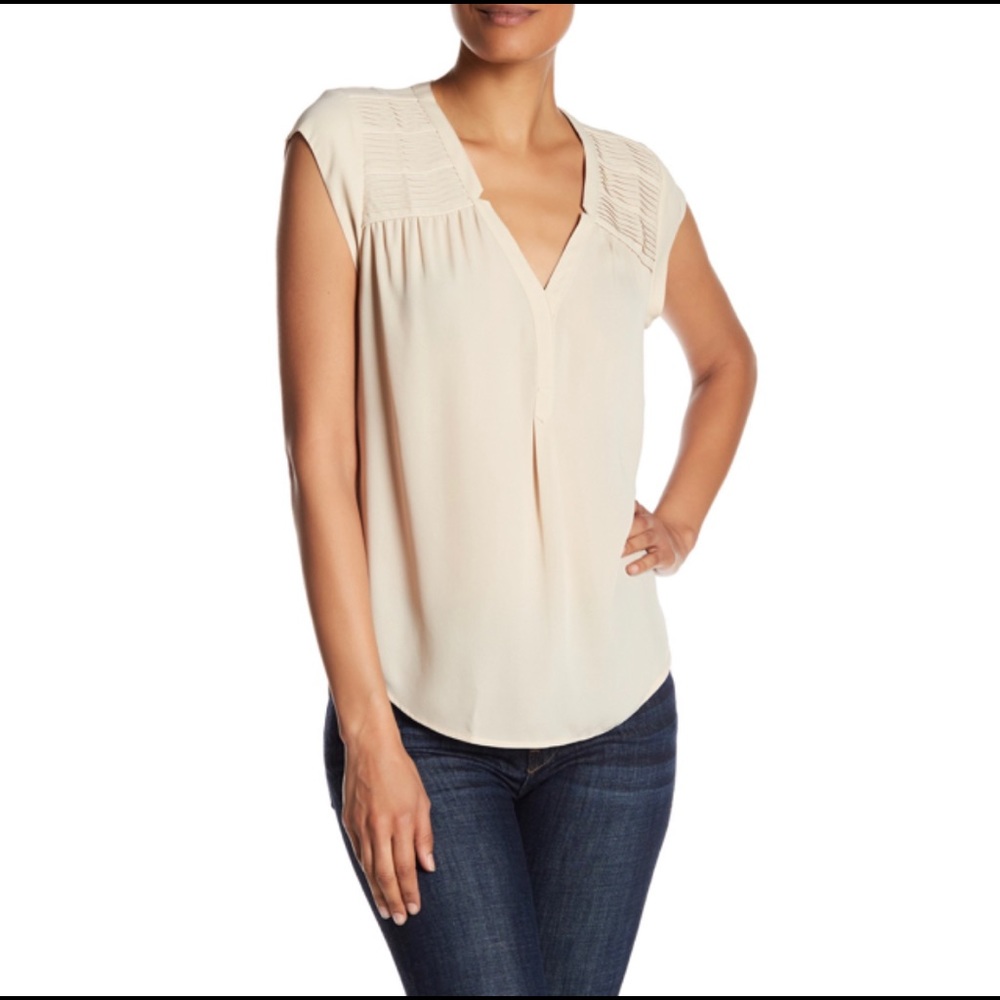 Plus Size Pleated Shoulder Blouse